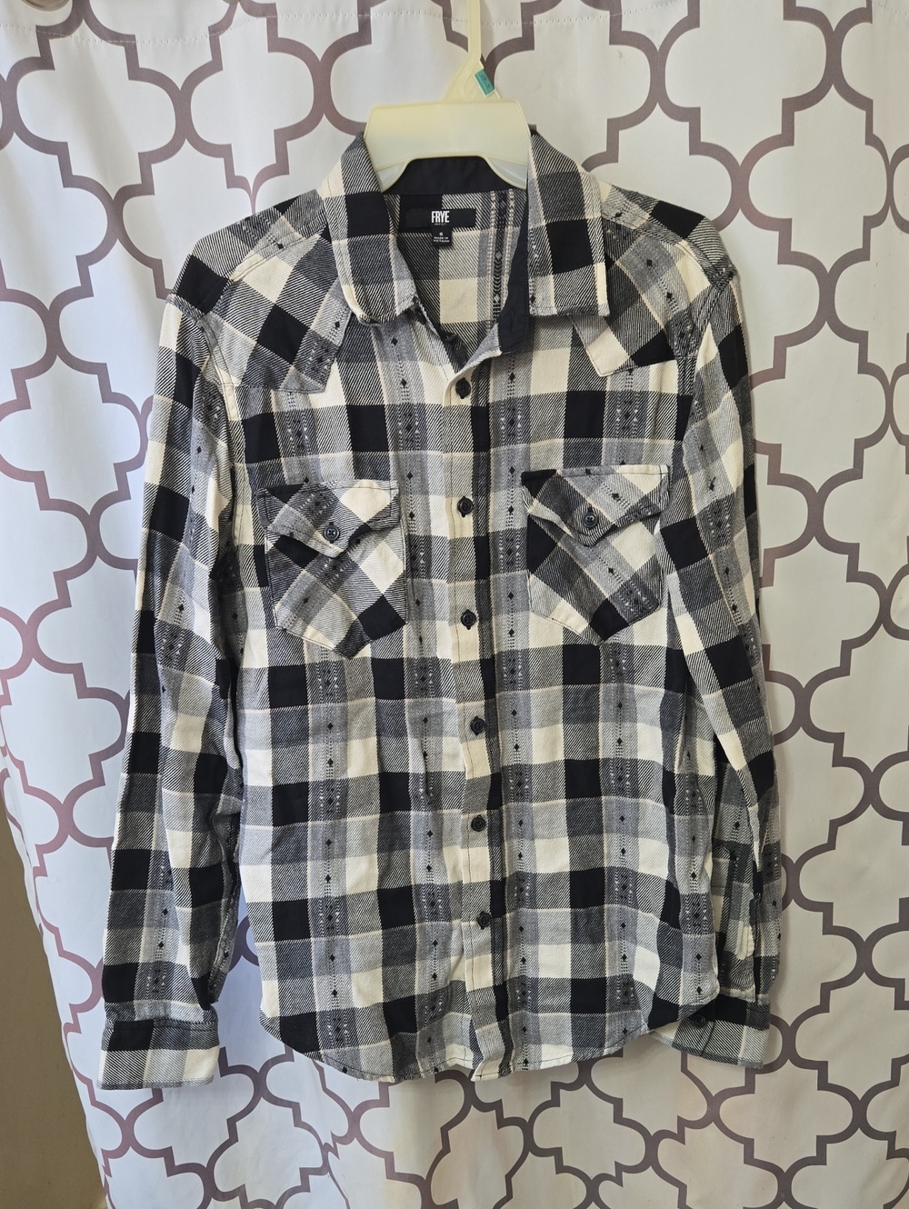 Frye Black and Cream Plaid Shirt